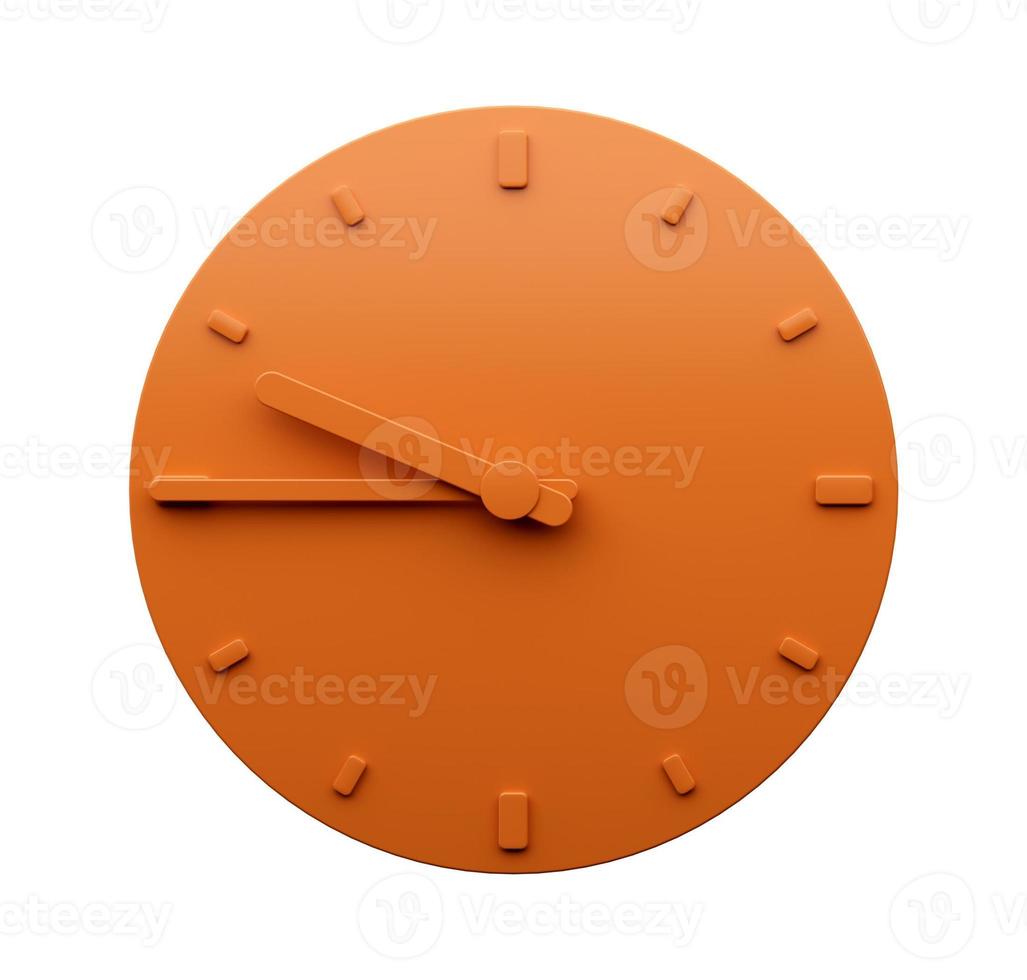 Minimal Orange clock 9 45 o clock quarter to ten abstract Minimalist wall clock 3d Illustration photo