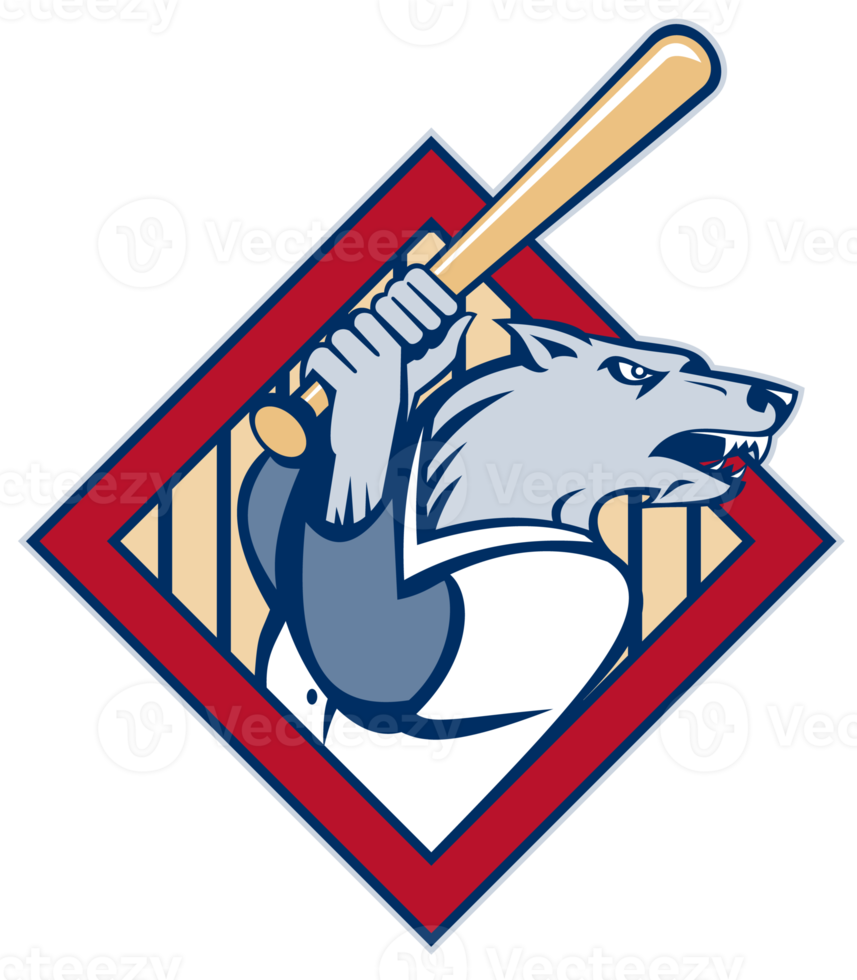 Wild dog or wolf playing baseball batting bat png