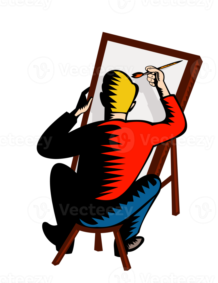 Artist painter painting on canvas png