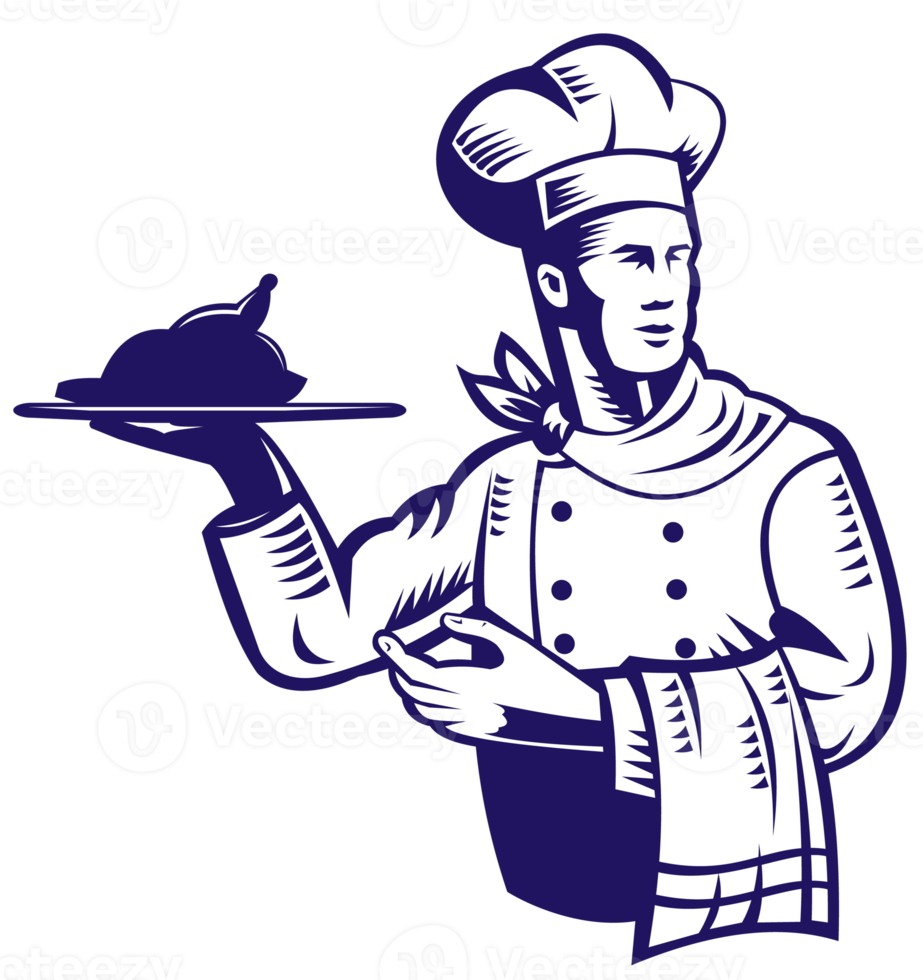 chef cook with roast chicken png