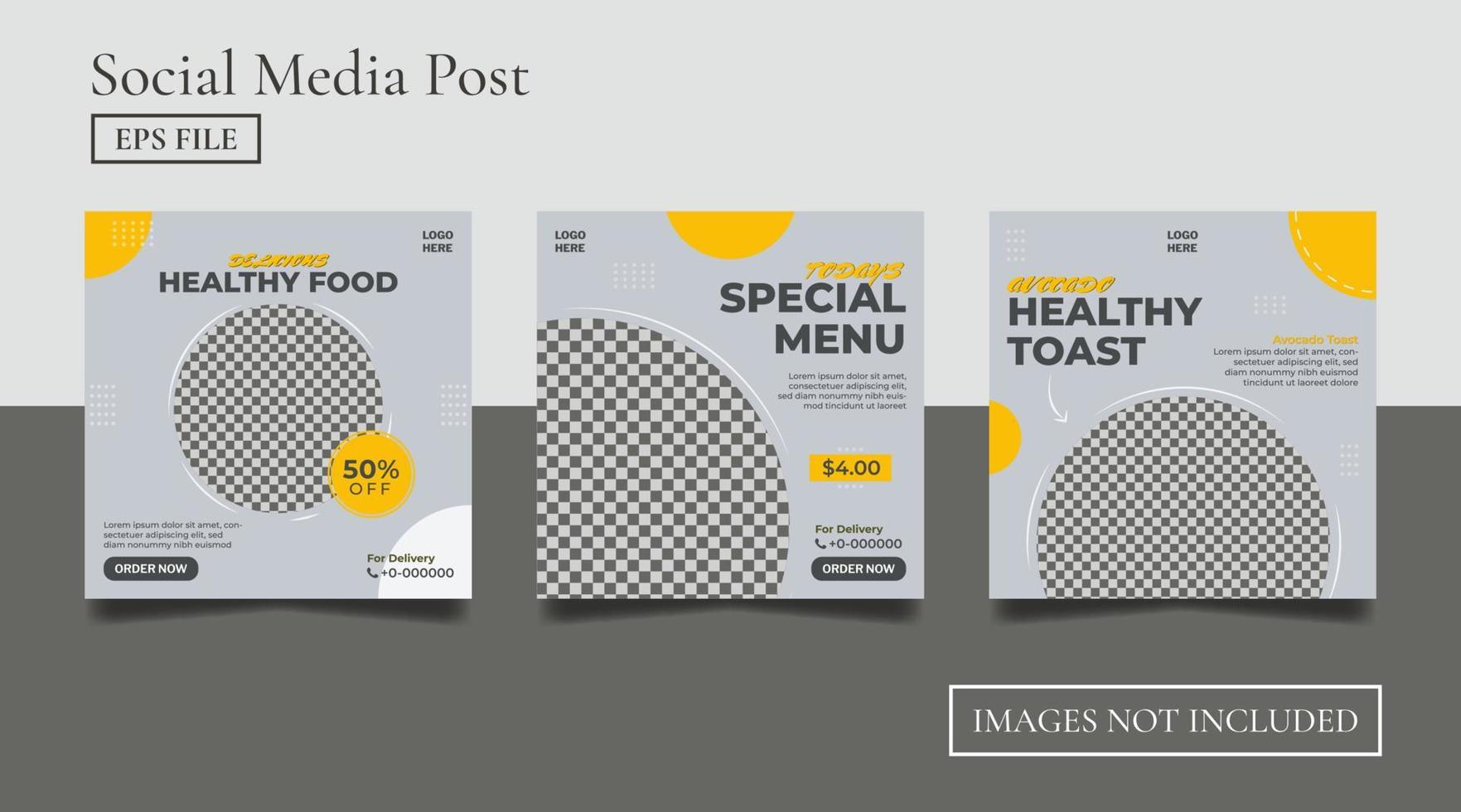 Food Social Media Banner Post Template Design For vector