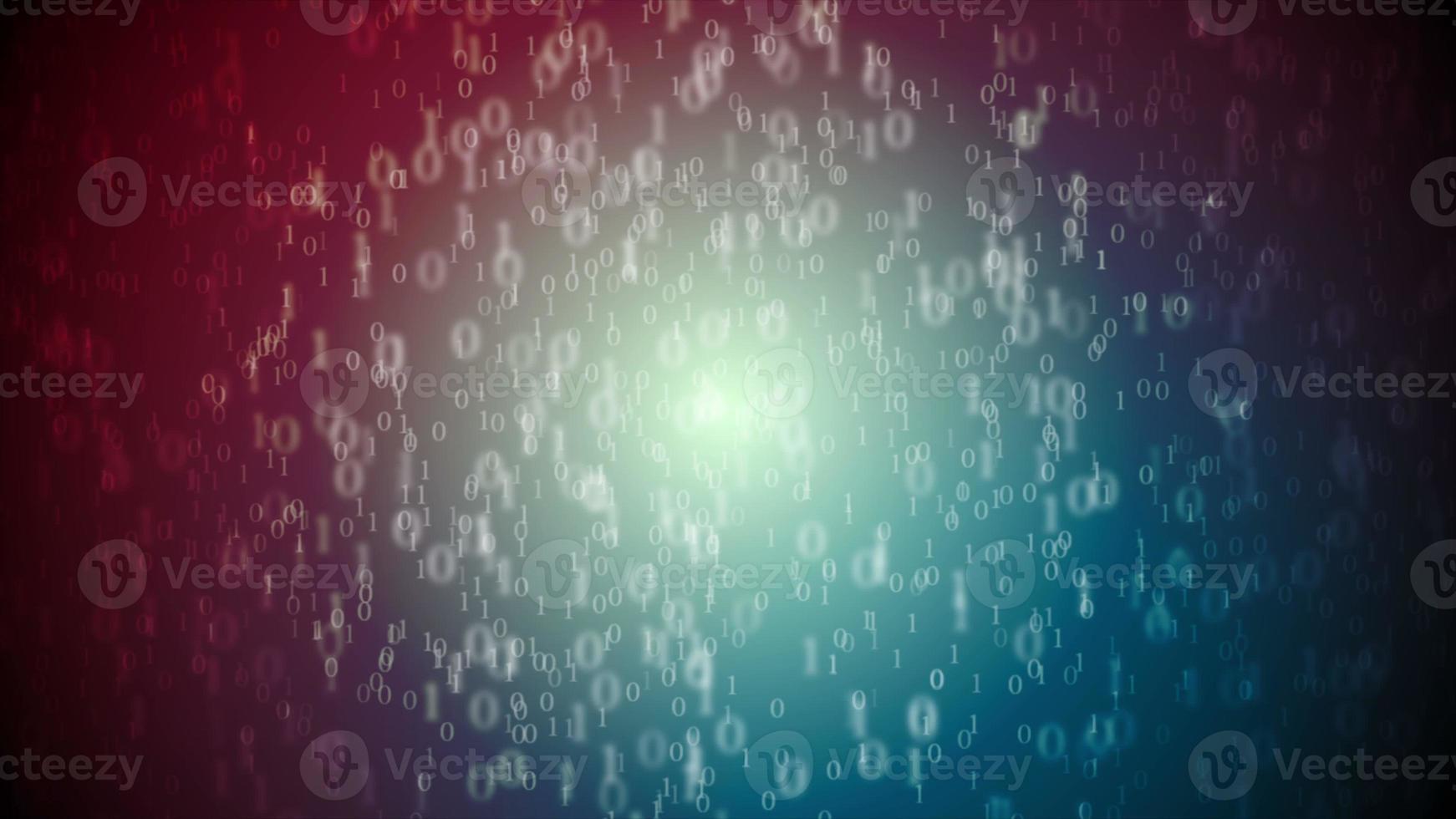 Dark blue red technology binary code background photo