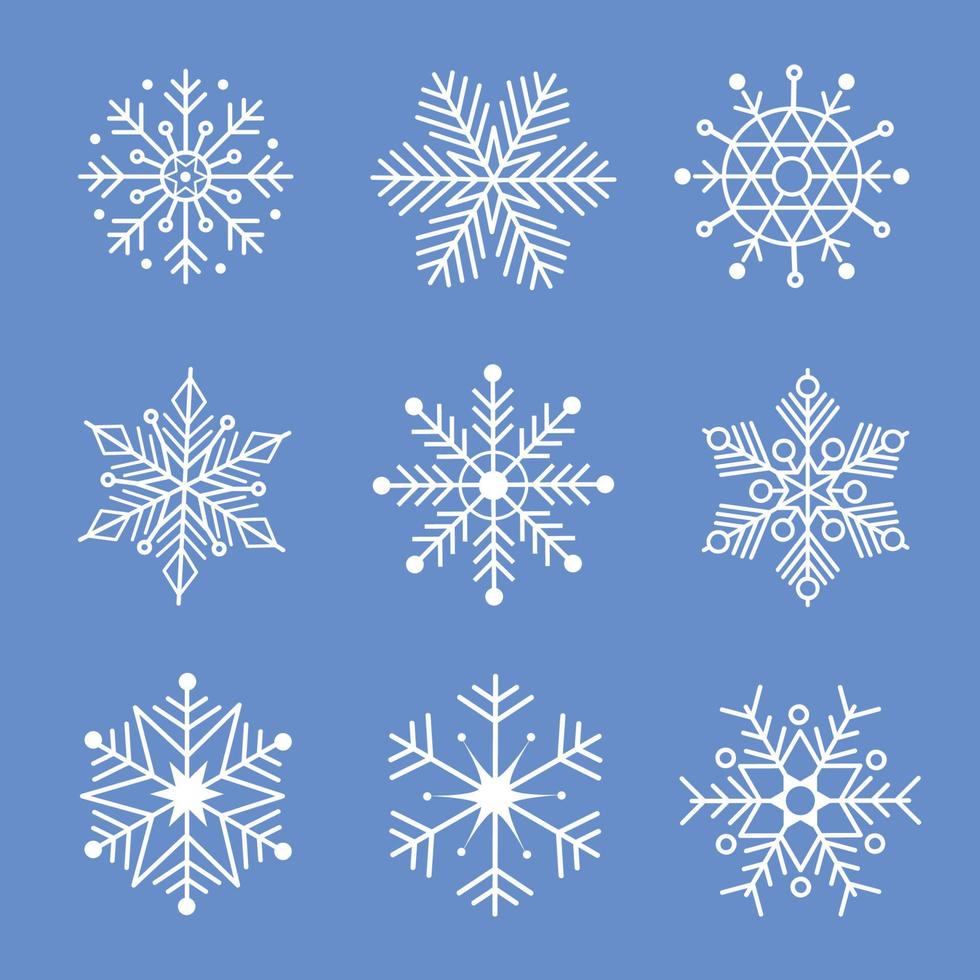 Snowflake icons set. Editable vector pictogram isolated on white background. Trendy contour symbols for mobile apps and website design. Premium icon pack in trendy line style