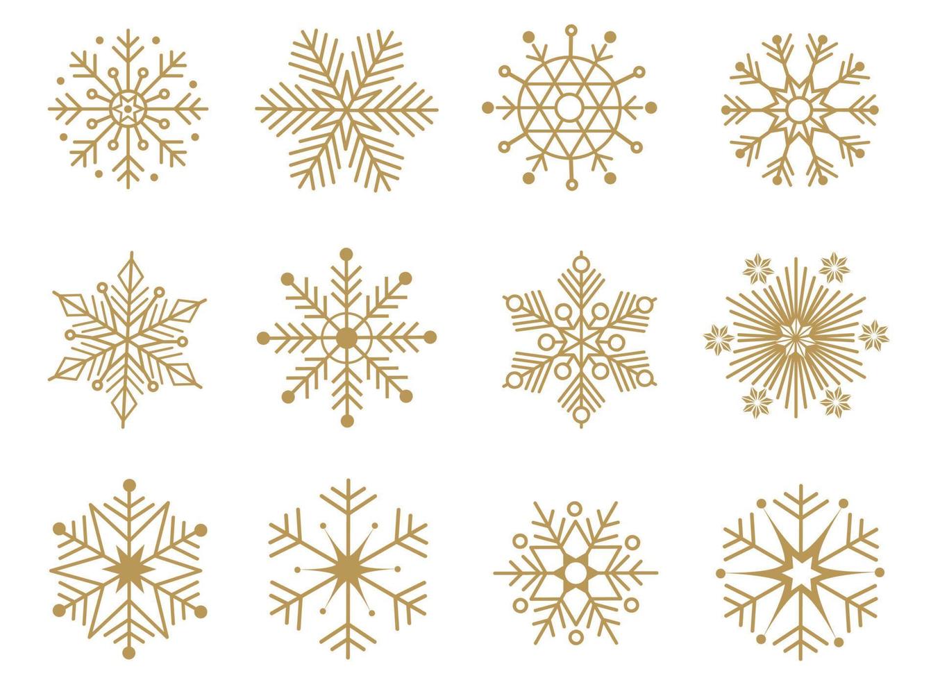 Snowflake icons set. Editable vector pictogram isolated on white background. Trendy contour symbols for mobile apps and website design. Premium icon pack in trendy line style