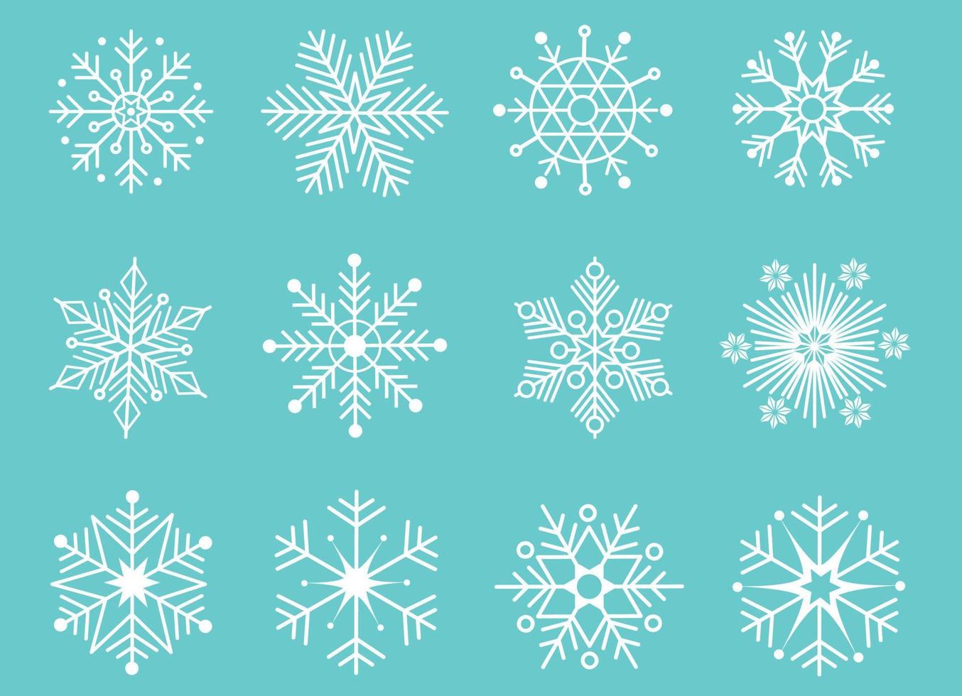 Snowflake icons set. Editable vector pictogram isolated on white background. Trendy contour symbols for mobile apps and website design. Premium icon pack in trendy line style