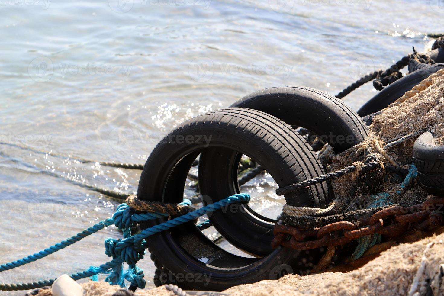 Berth on the shore for mooring boats and yachts. photo