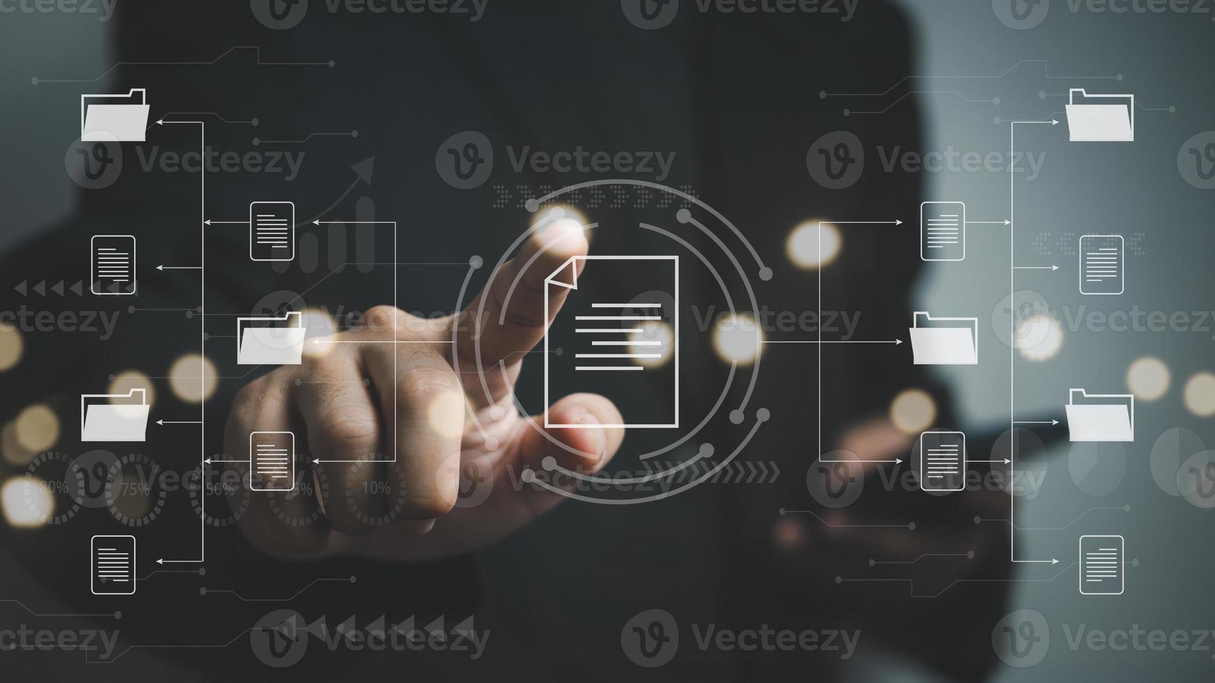 Document Management System DMS online software big data manage files knowledge and documentation business Technology. photo