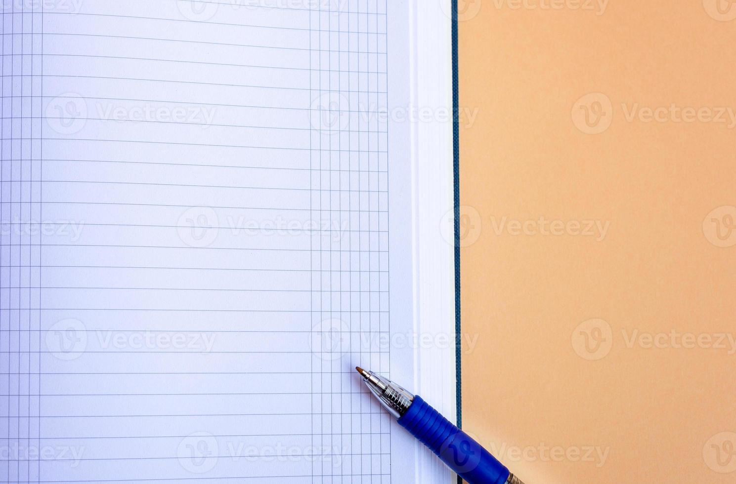 Blue ball pen lying on a checkered sheet photo