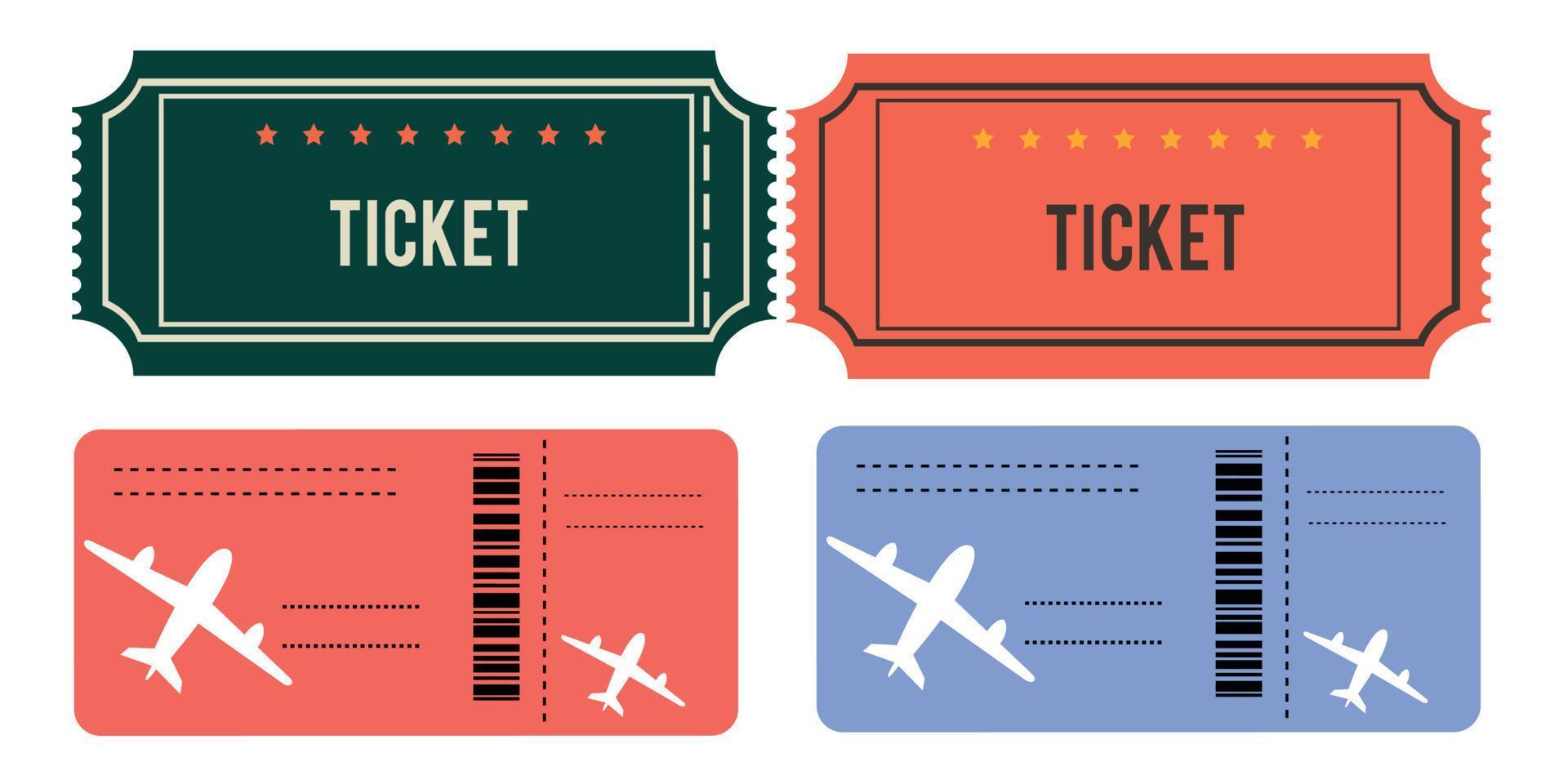 Vector illustration of ticket icon in flat style. A set of tickets isolated on a white background