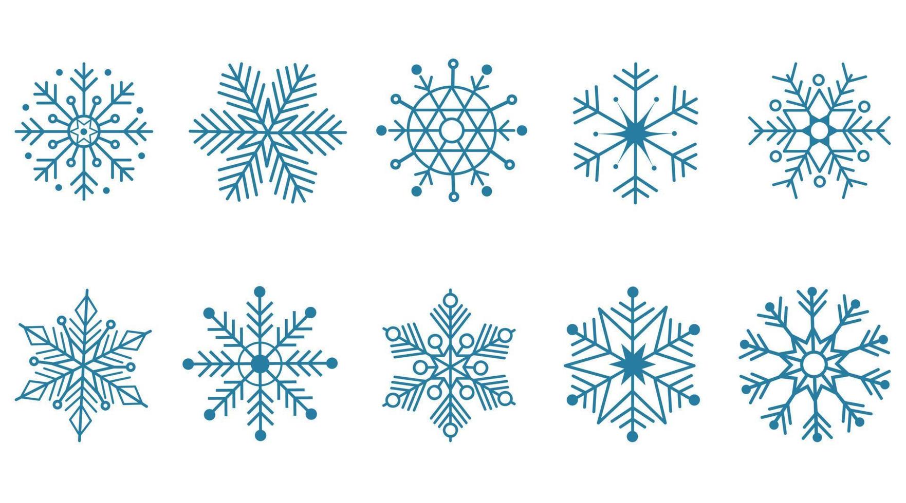 conjunto de iconos de copo de nieve. pictograma vectorial editable aislado sobre fondo blanco. símbolos de contorno de moda para aplicaciones móviles y diseño de sitios web. paquete de iconos premium en estilo de línea de moda vector