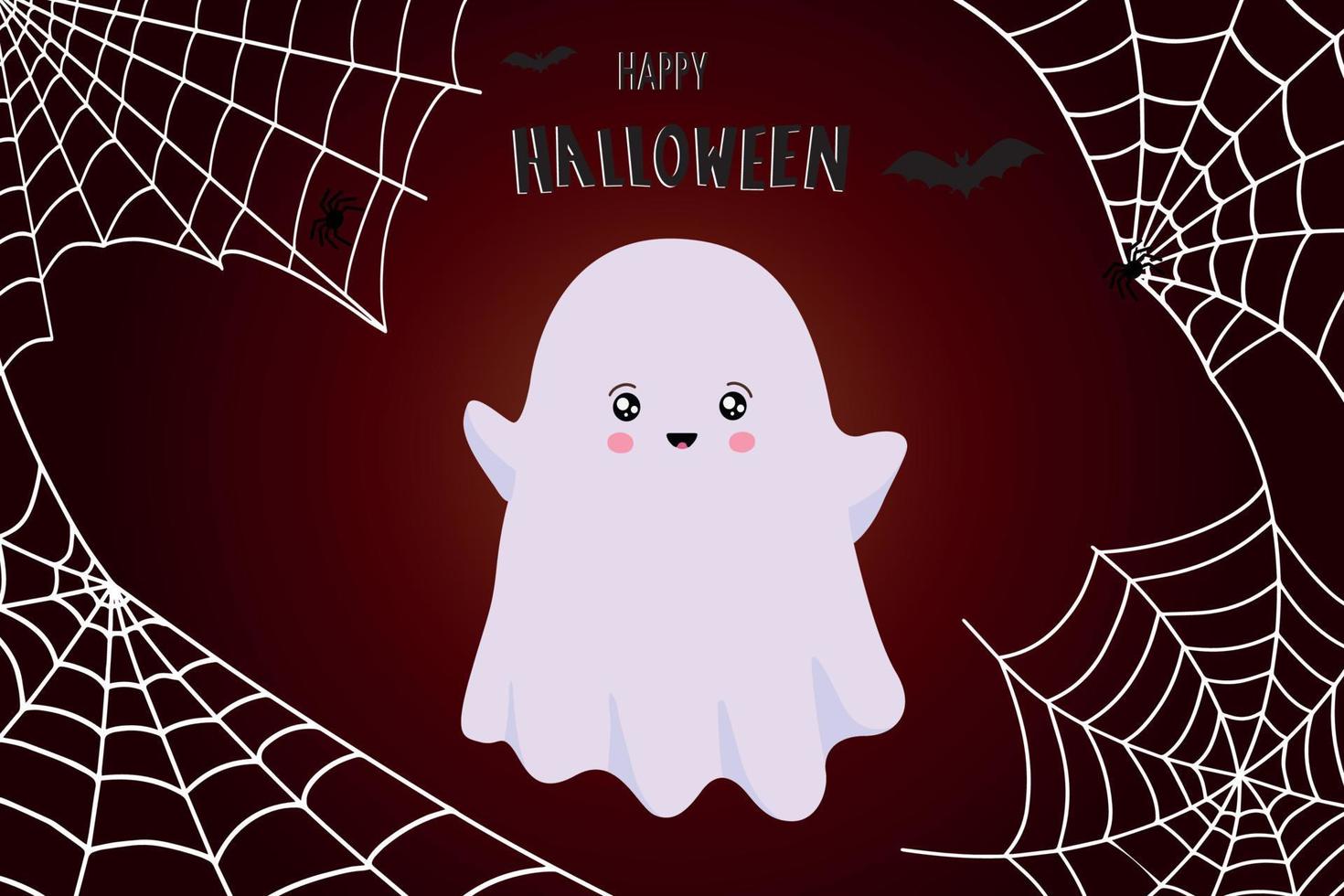 Flying ghost ghost Boo. Happy Halloween. The white ghost. Flat design. Vector illustration.
