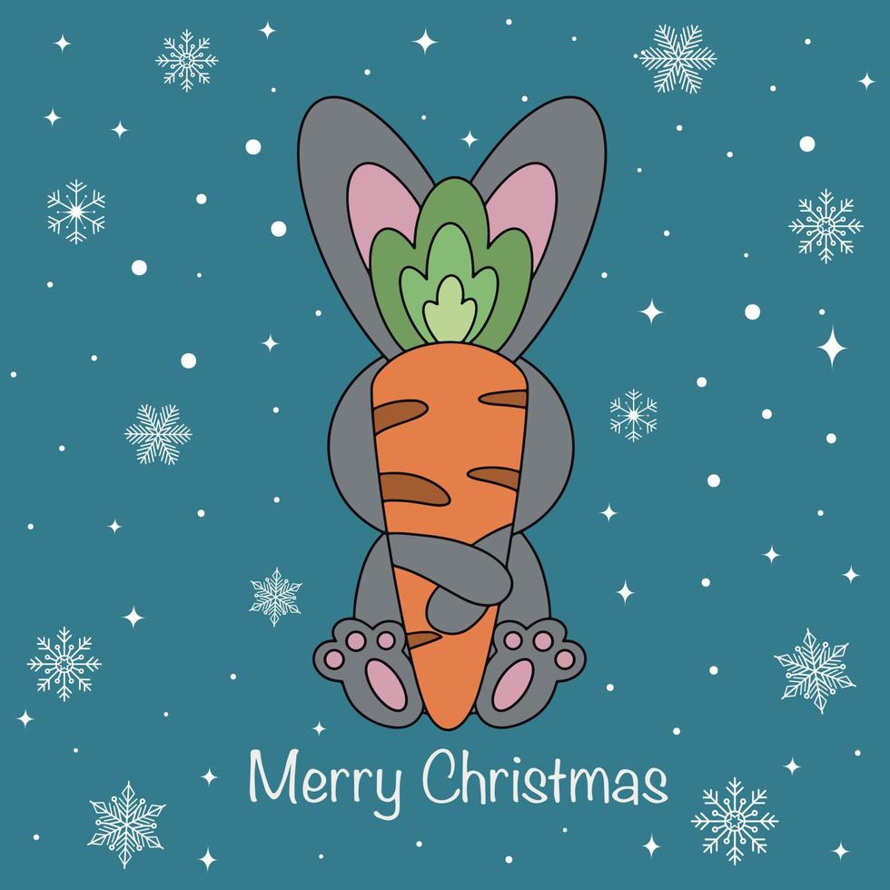 2023 year of the rabbit. Cute Christmas Bunny. Symbol of the Chinese New Year. Vector illustration isolated on white background.