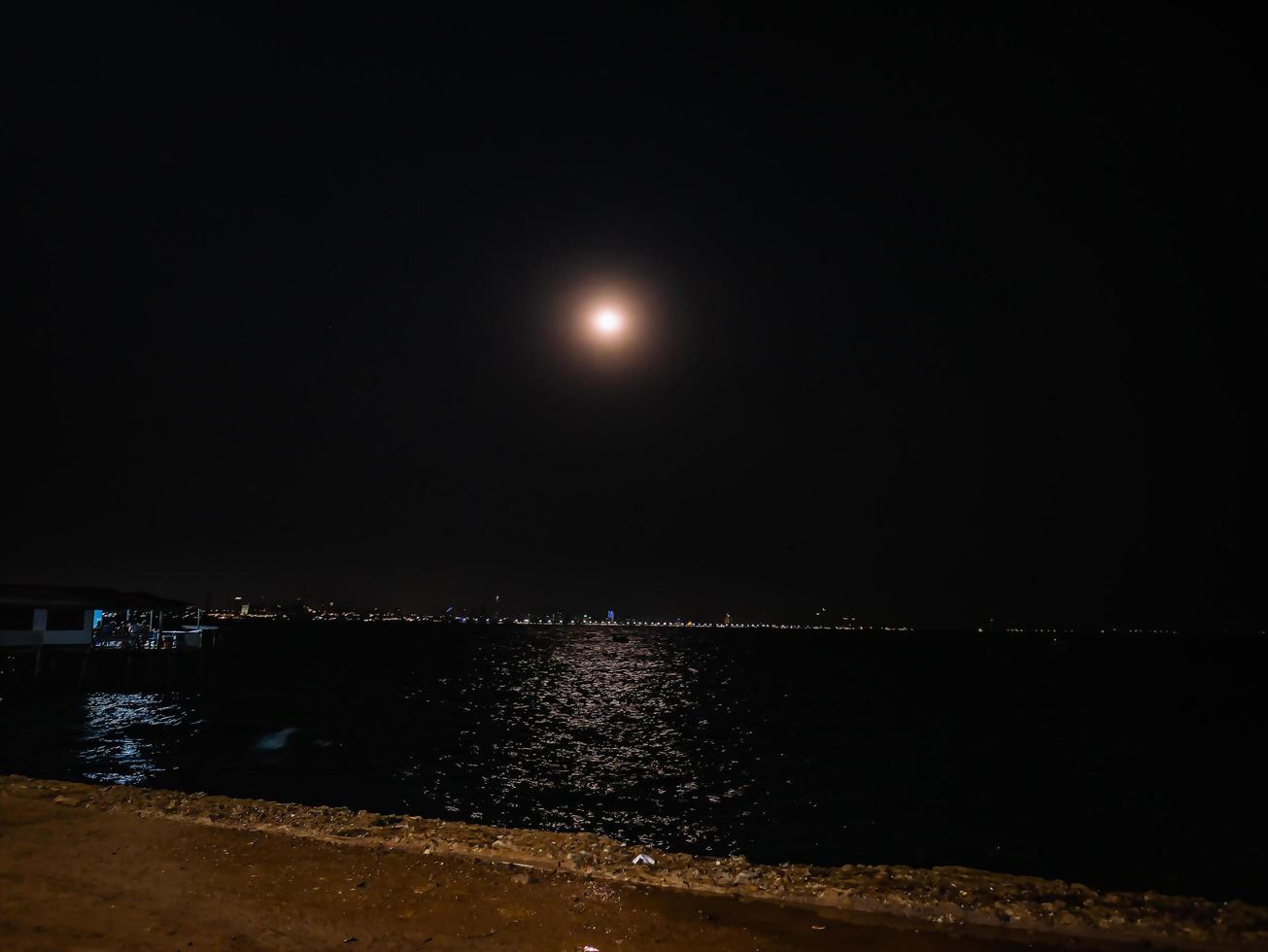 Beautiful moon and ocean on koh larn island Pattaya Thailand photo
