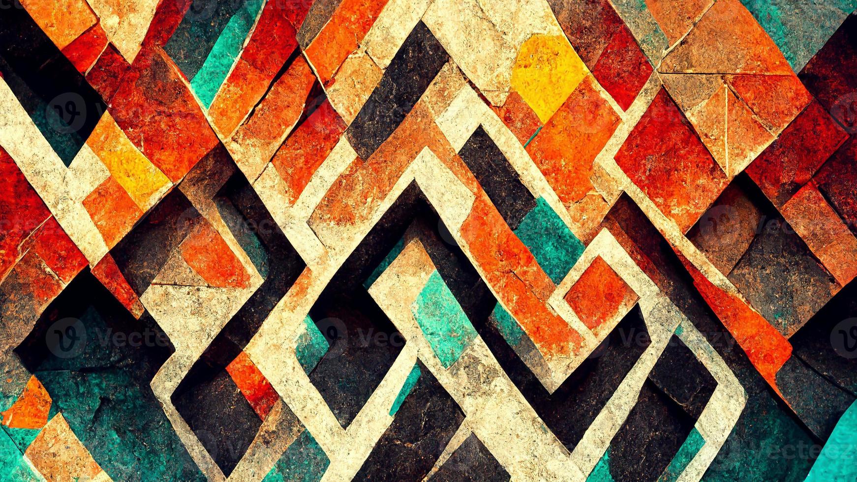 Mayan style Black abstract geometric background 3D illustration photo