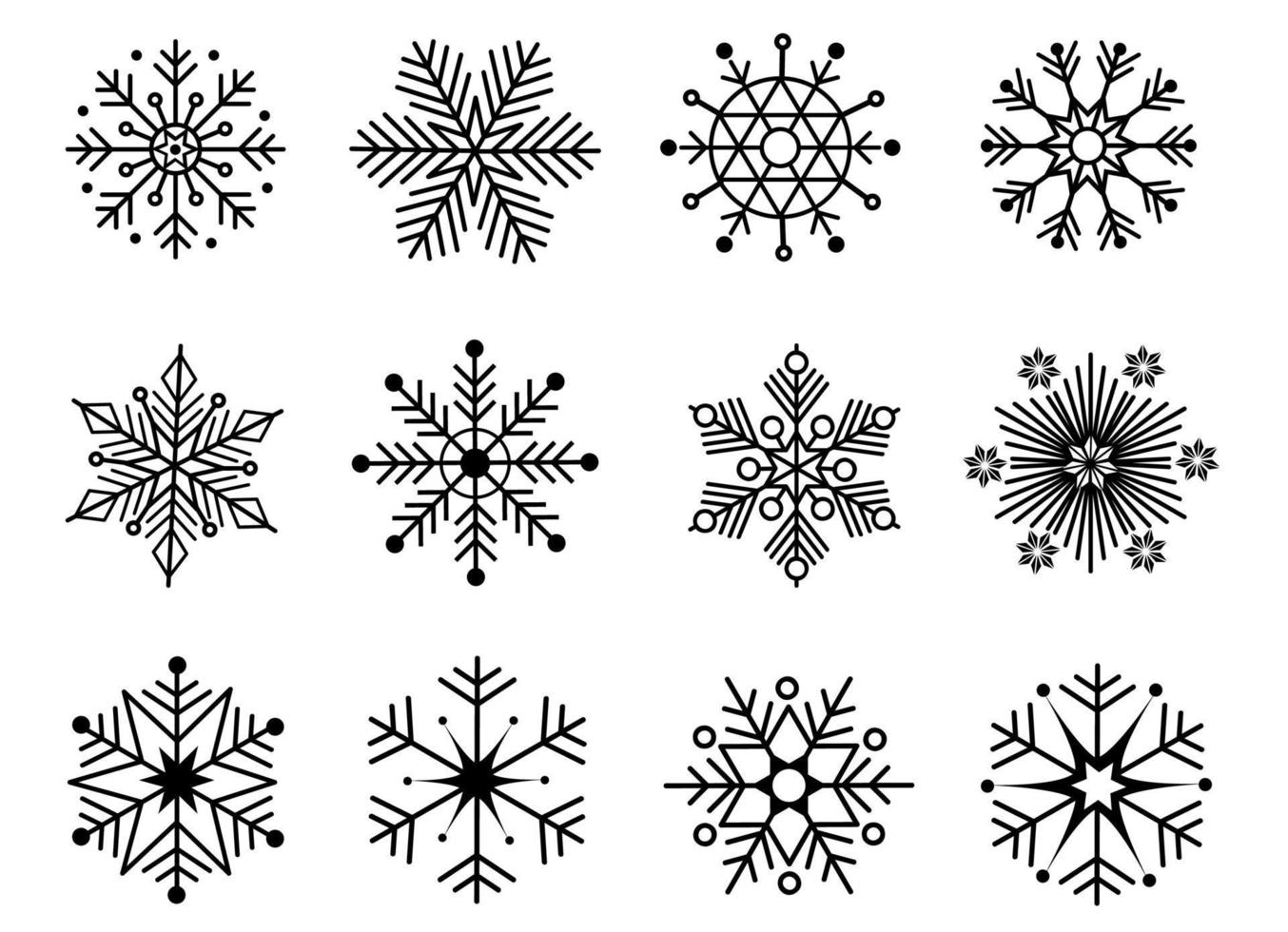 Snowflake icons set. Editable vector pictogram isolated on white background. Trendy contour symbols for mobile apps and website design. Premium icon pack in trendy line style