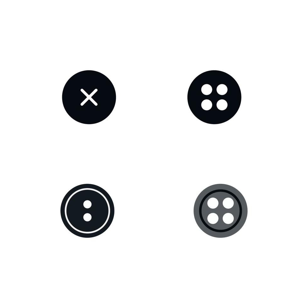 juego de 4 botones para ropa. iconos de botones en blanco y negro. ilustración vectorial vector