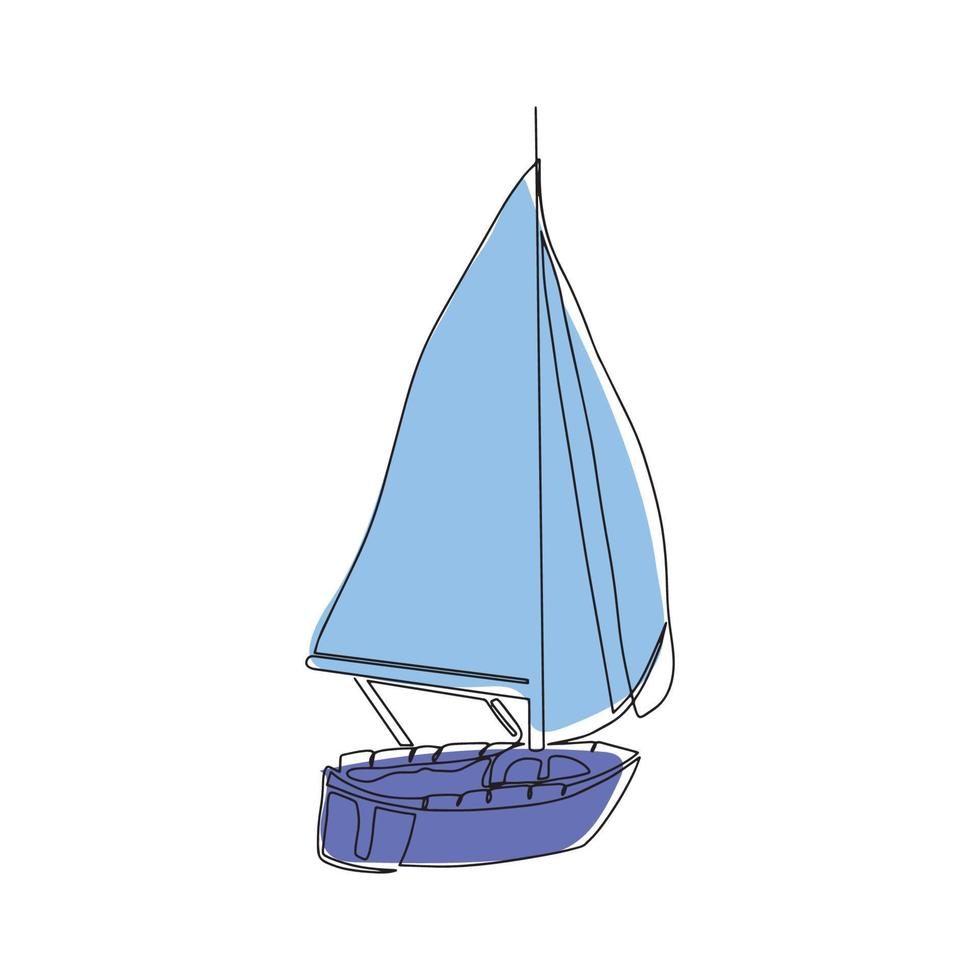 Continuous line of a sailboat. Business icon. Continuous one line drawing of sailboat. Vector illustration.