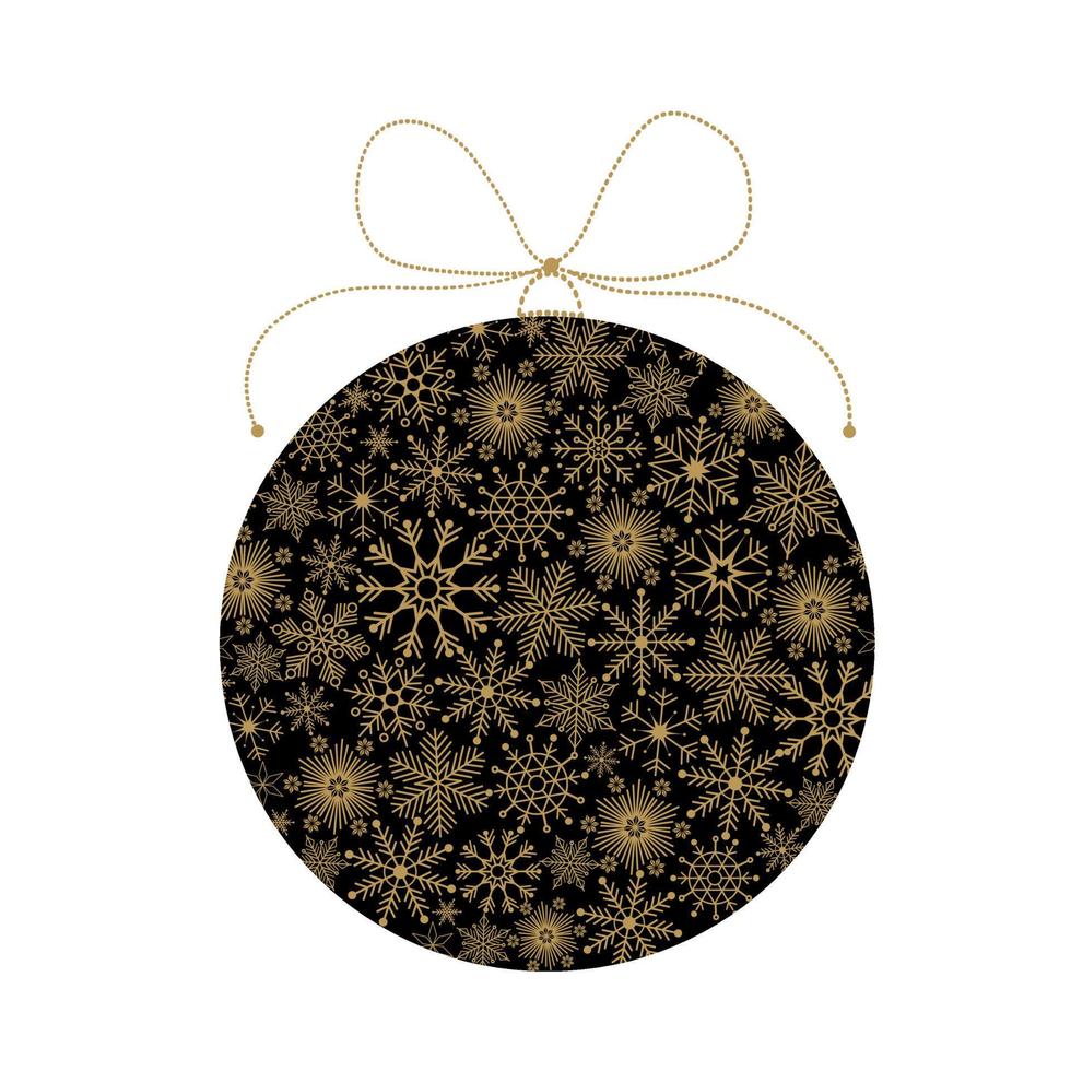 Christmas ball of snowflakes. Christmas ball with a bow. Vector illustration isolated on a white background.