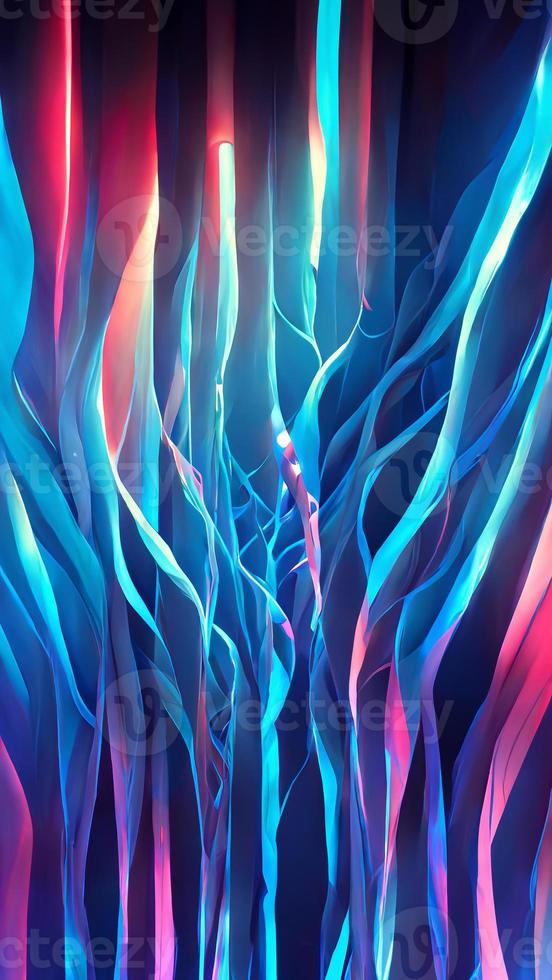 3d render abstract minimal neon background with glowing 3D illustration photo