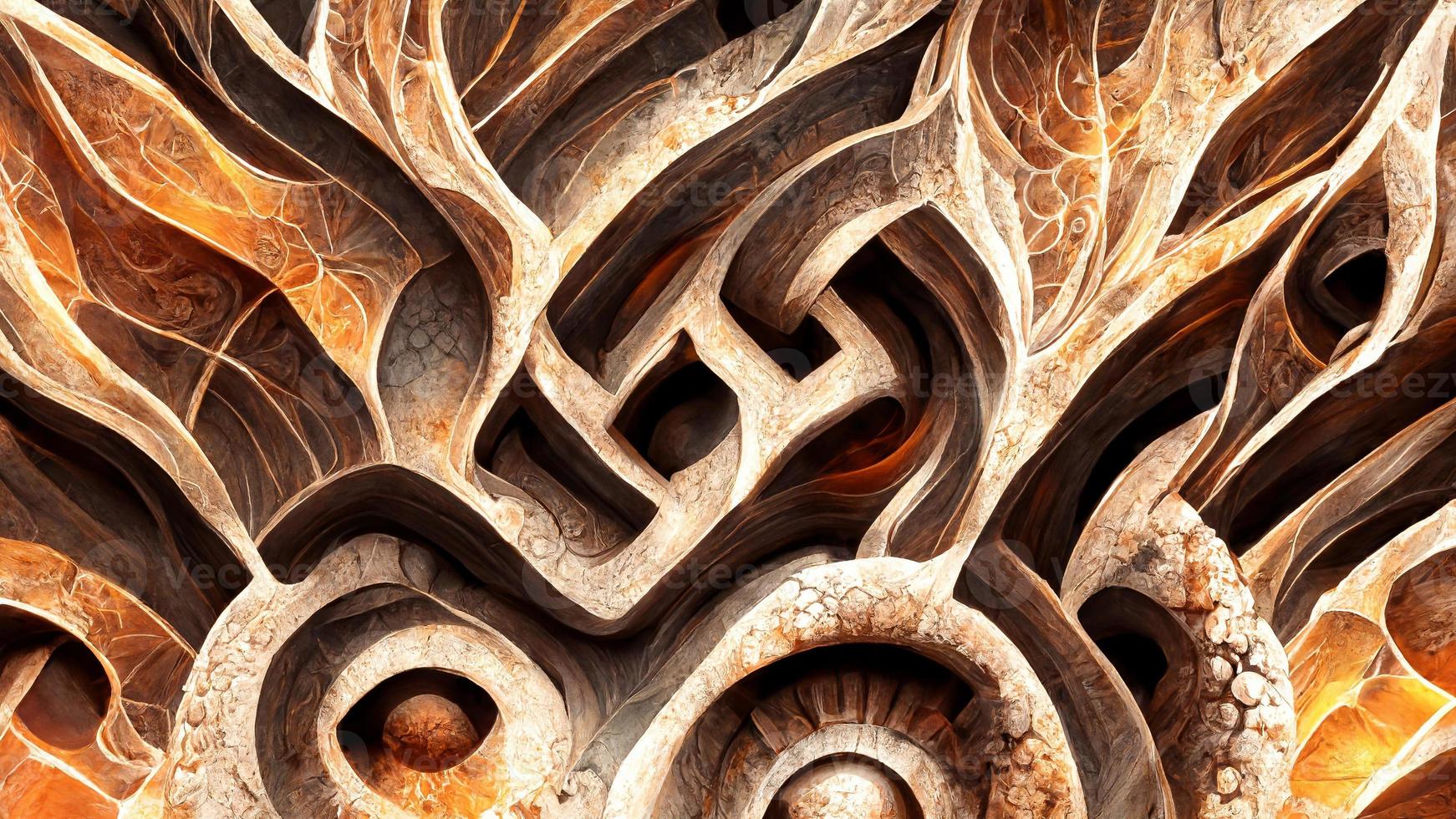 Mayan style Abstract background element. Fractal graphics 3D illustration photo