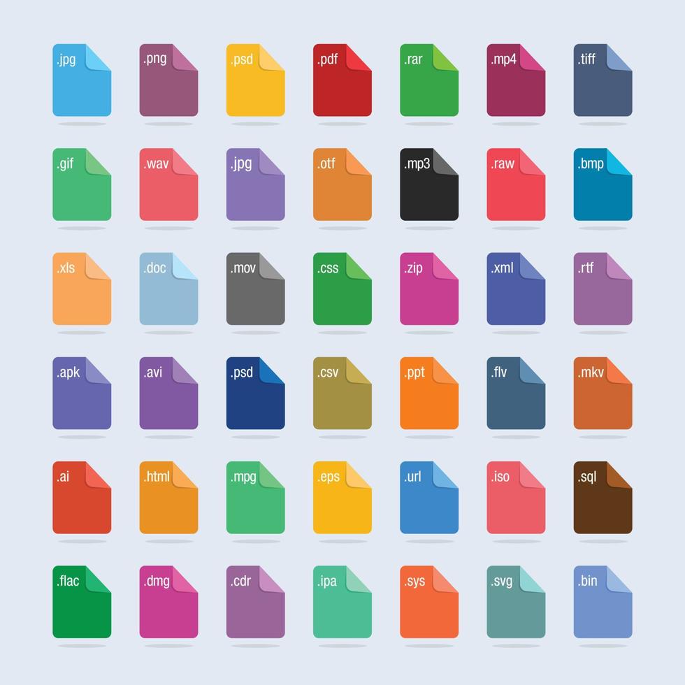 Set of Document File Formats and Labels icons vector