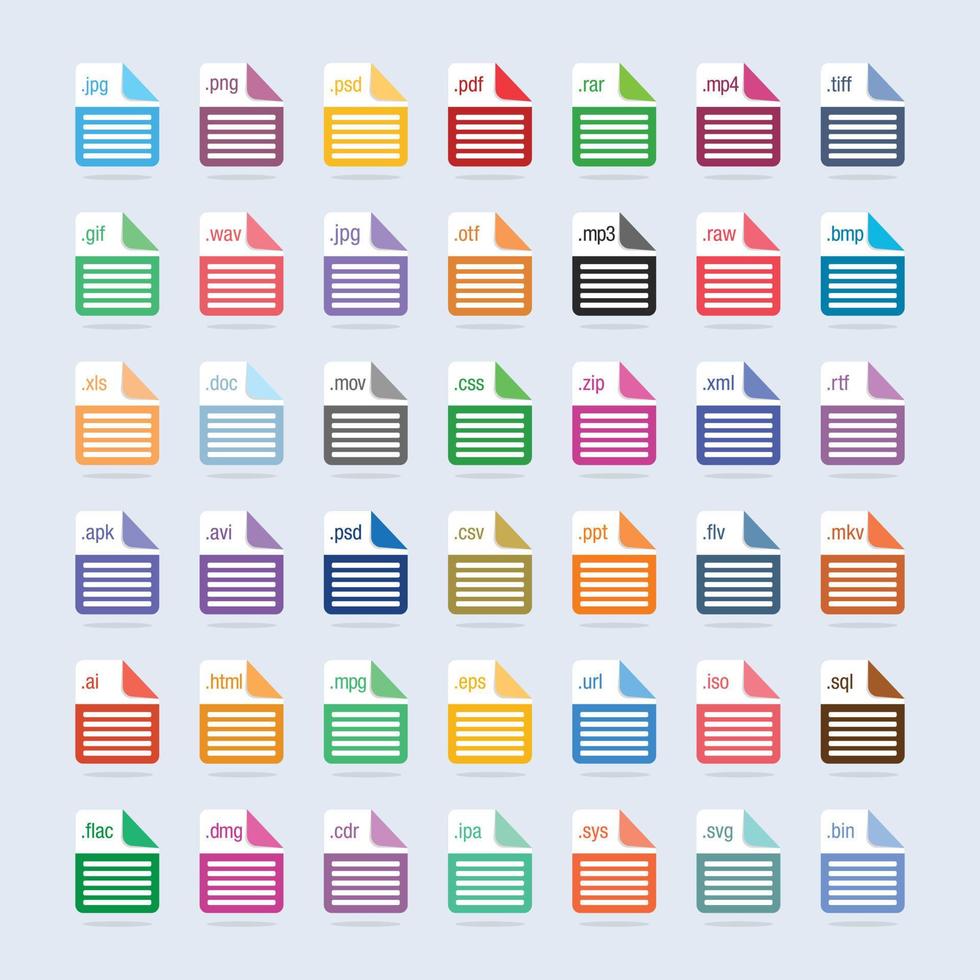Set of Document File Formats and Labels icons vector