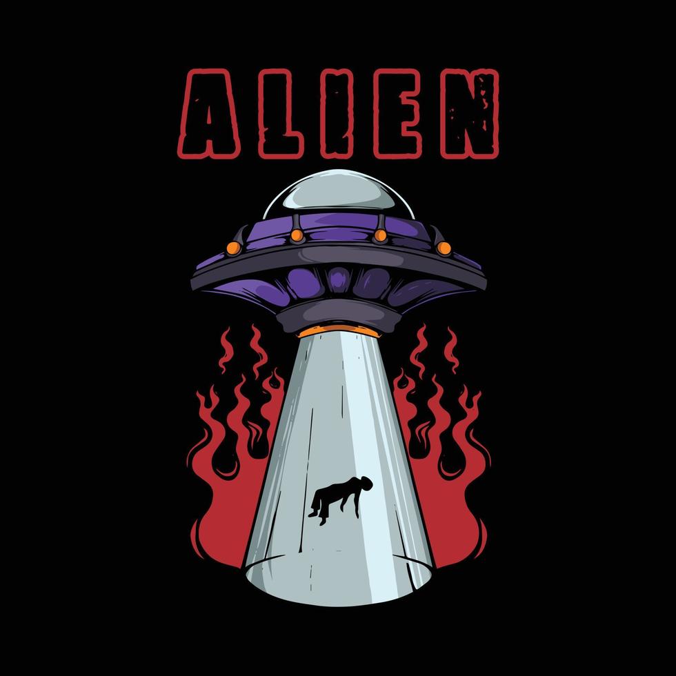 alien ufo kidnap human vector