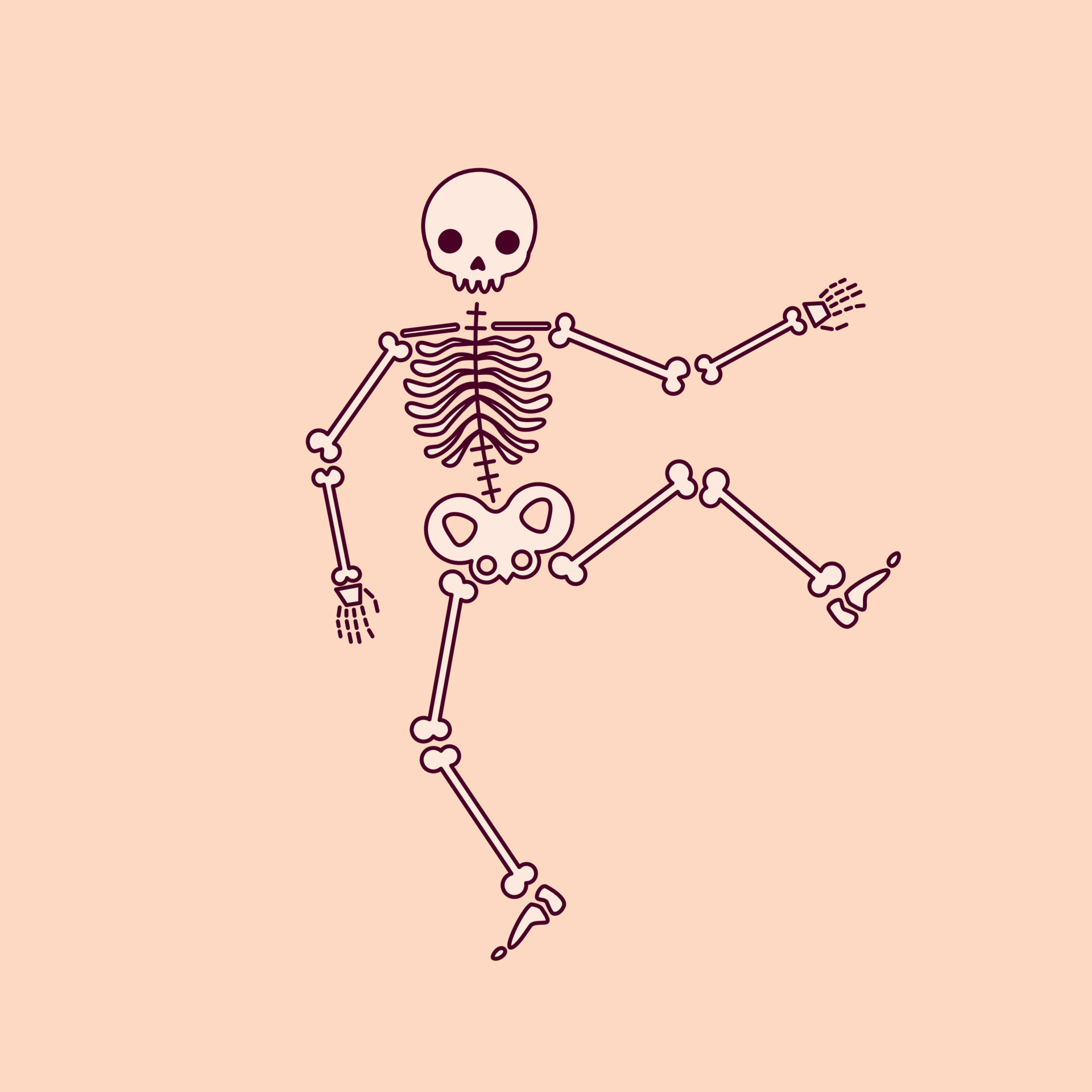 Drawing of a funny skeleton on a light background. 13186968 Vector Art