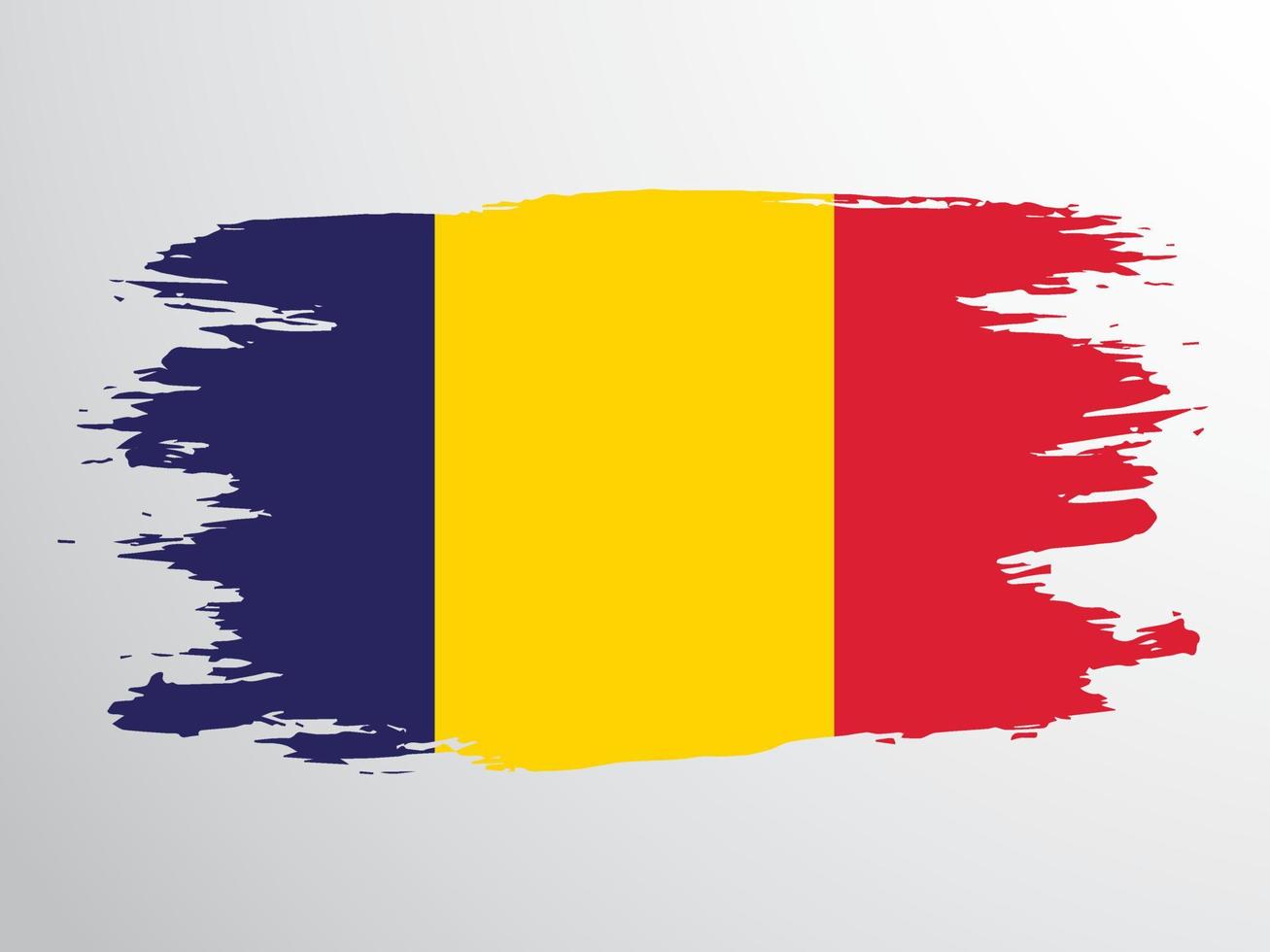 Vector flag of the Republic of Chad drawn with a brush