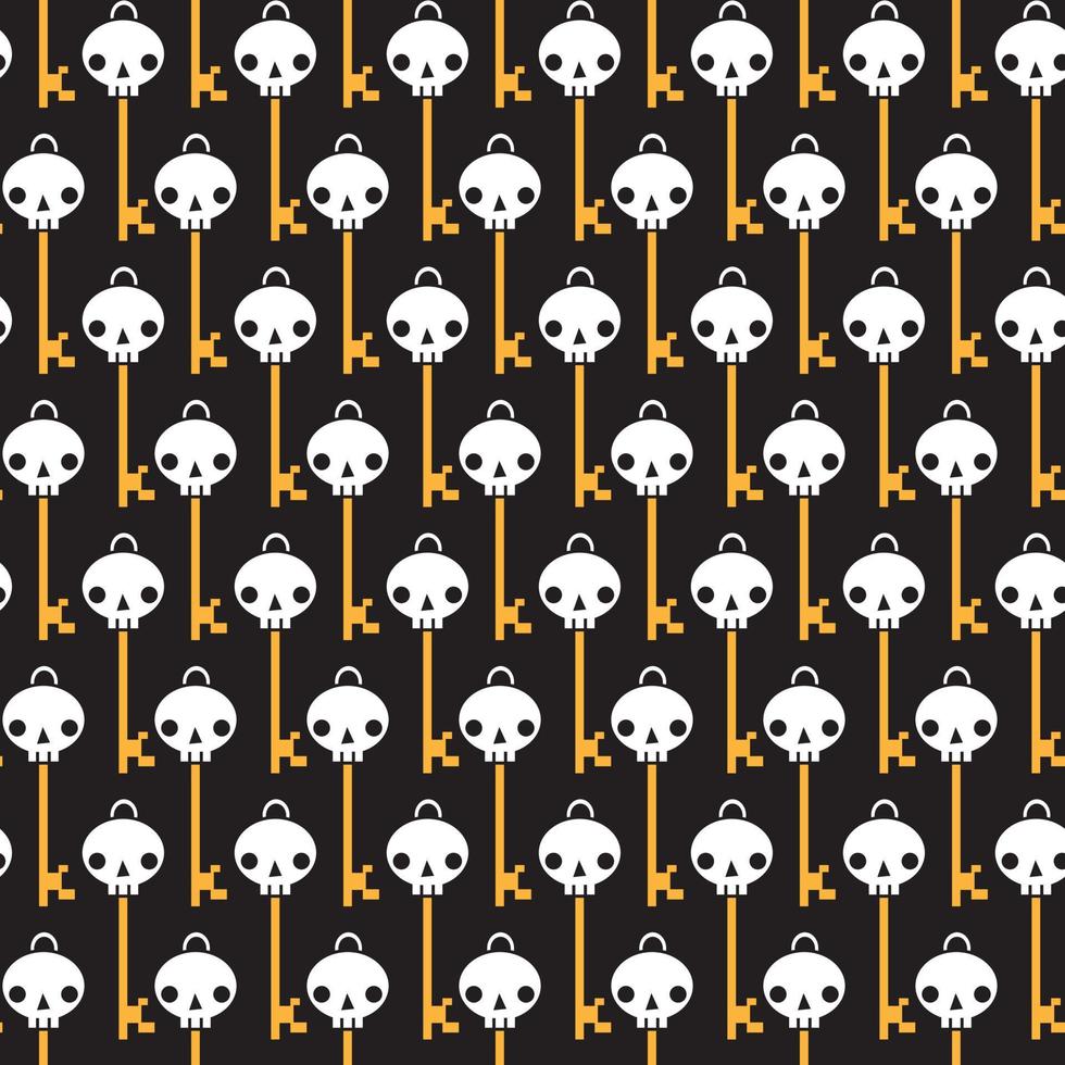 Pattern with keys in the form of a skull on a black background vector