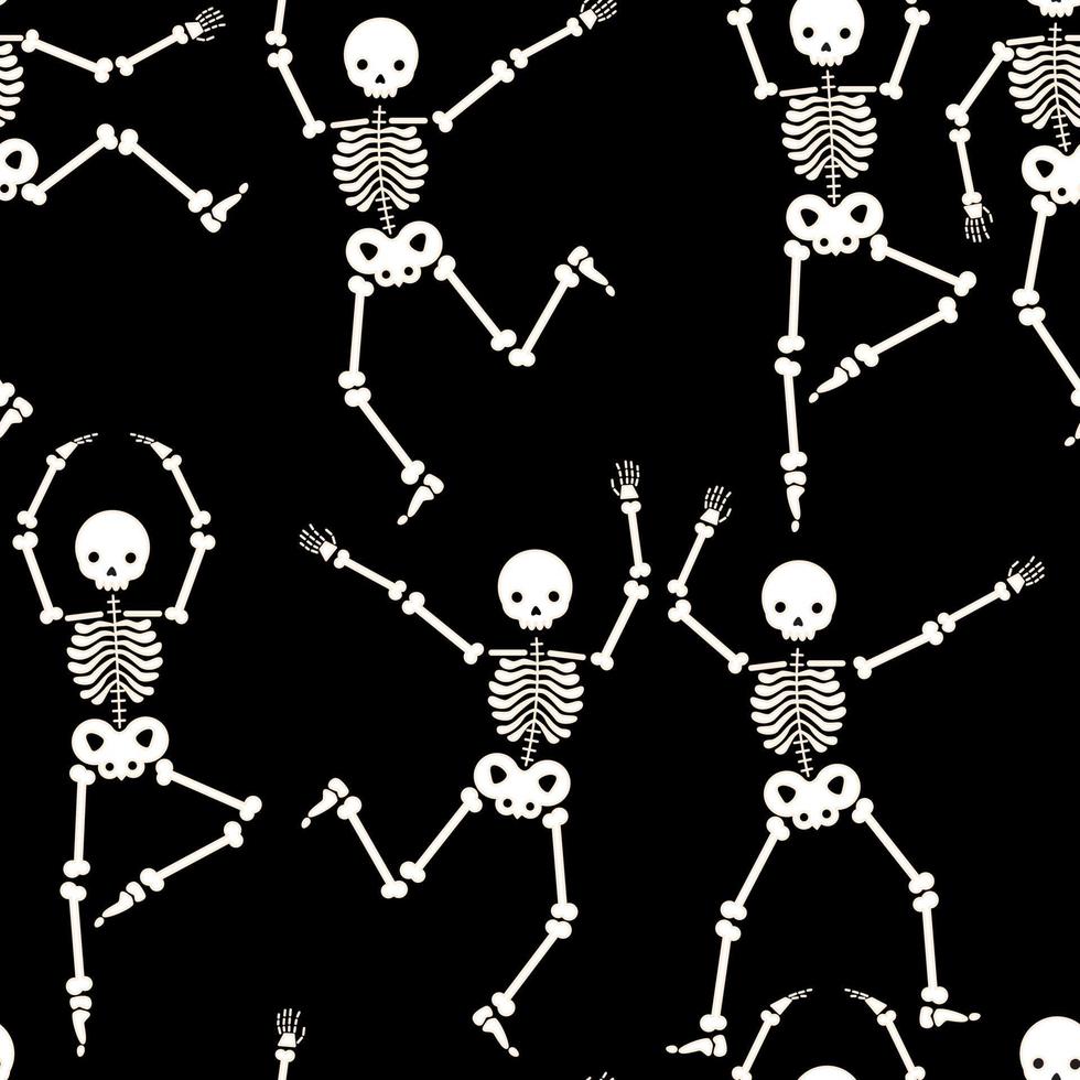 Pattern with funny dancing skeletons for Halloween vector