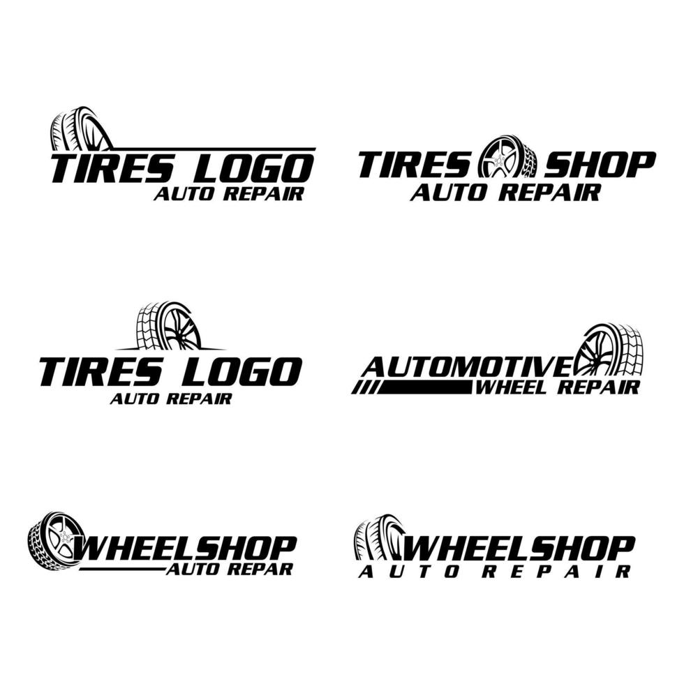 black and white tire and rim logo vector