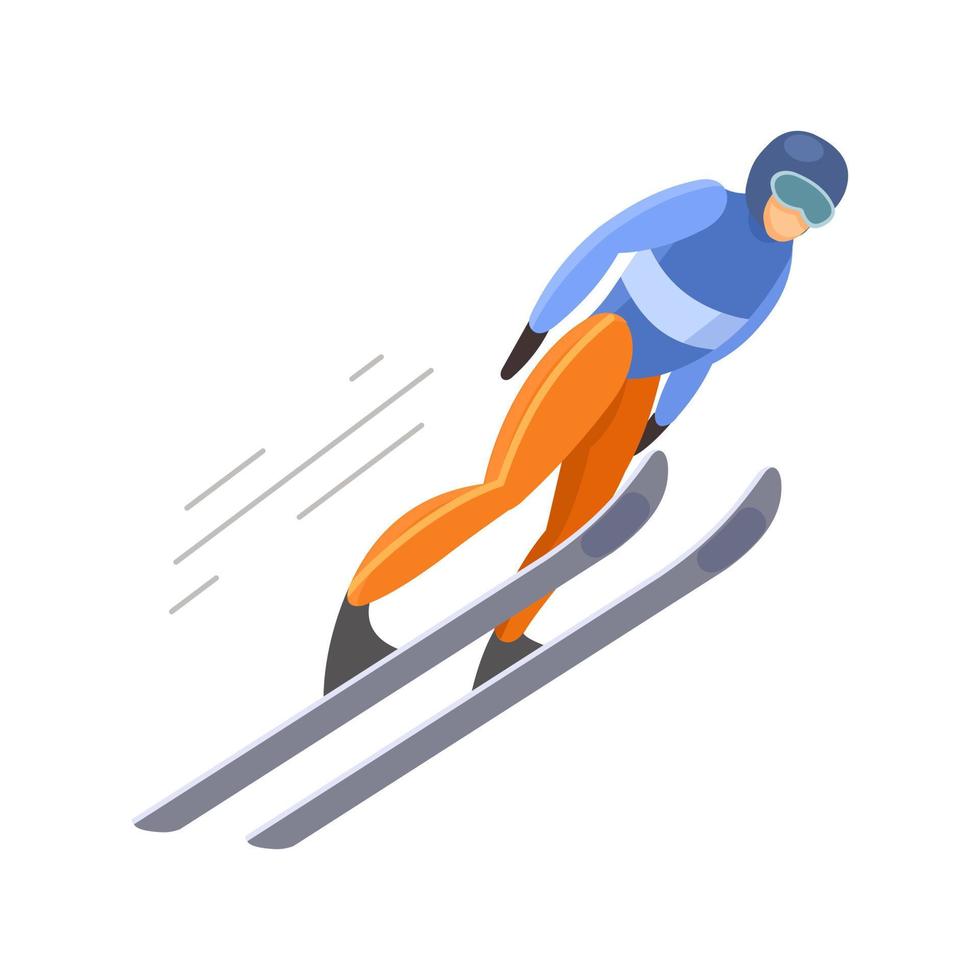 Ski jumping. Winter sport. Vector illustration isolated on white background.