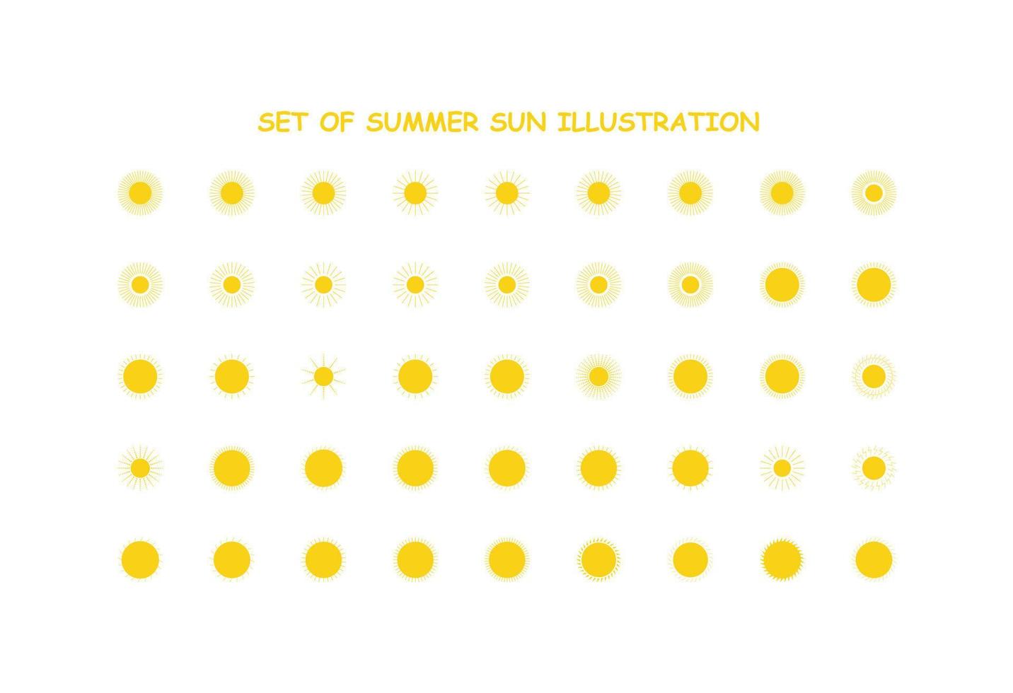 set of summer sun illustration vector