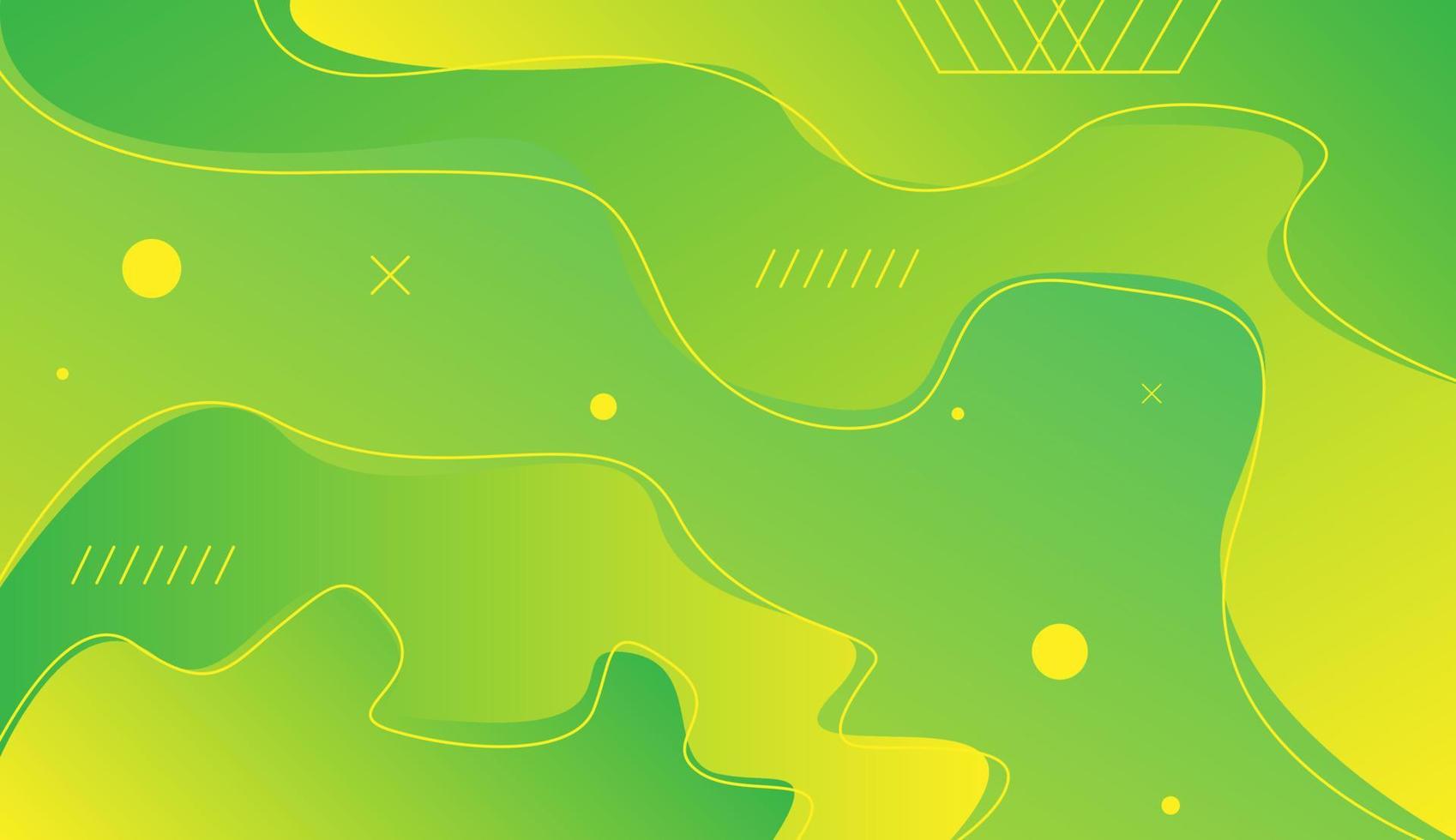 Green and yellow liquid background with flowing river concept vector