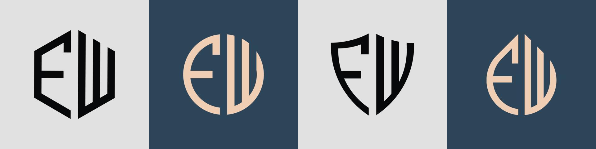 Creative simple Initial Letters FW Logo Designs Bundle. vector