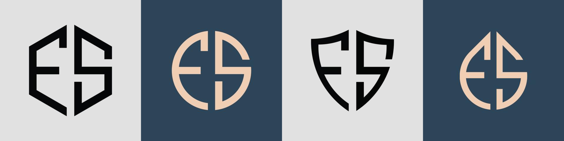 Paquete de diseños de logotipo fs de letras iniciales simples y creativas. vector