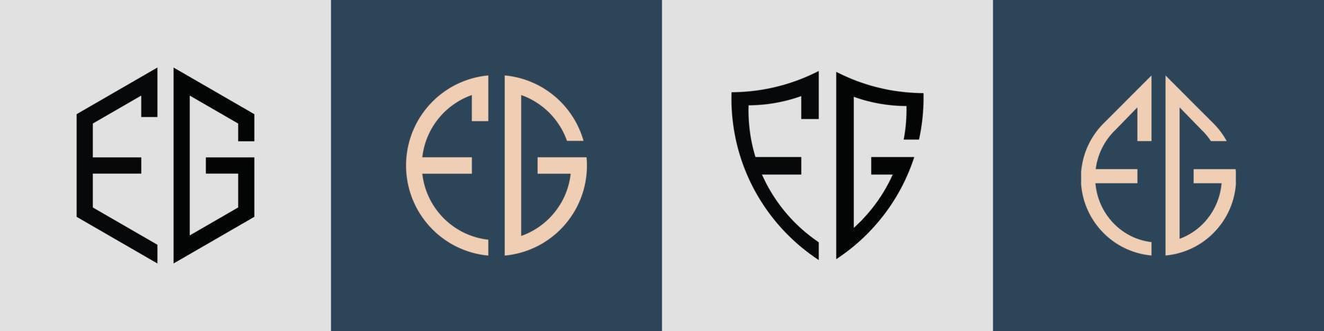 Paquete de diseños de logotipo fg de letras iniciales simples y creativas. vector