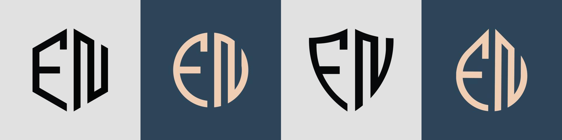 Paquete de diseños de logotipo fn con letras iniciales simples y creativas. vector