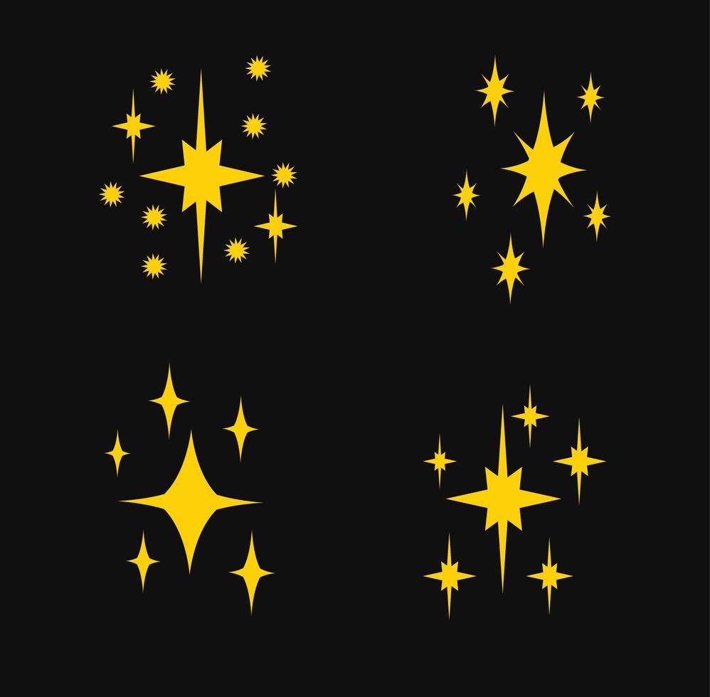 Flat sparkling star set vector