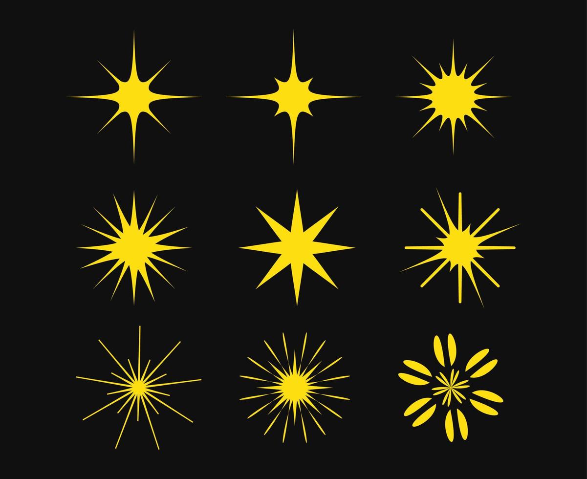 Flat sparkling star set vector