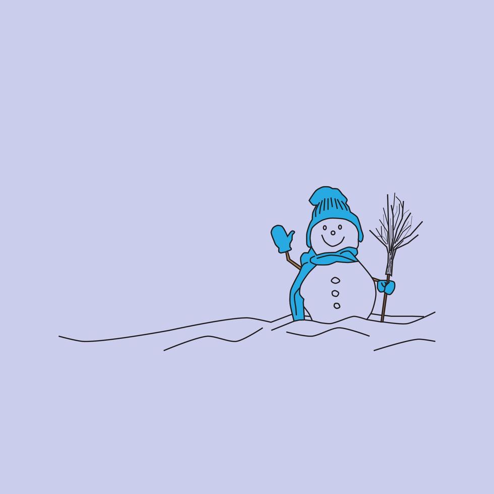 ilustración linda del muñeco de nieve vector