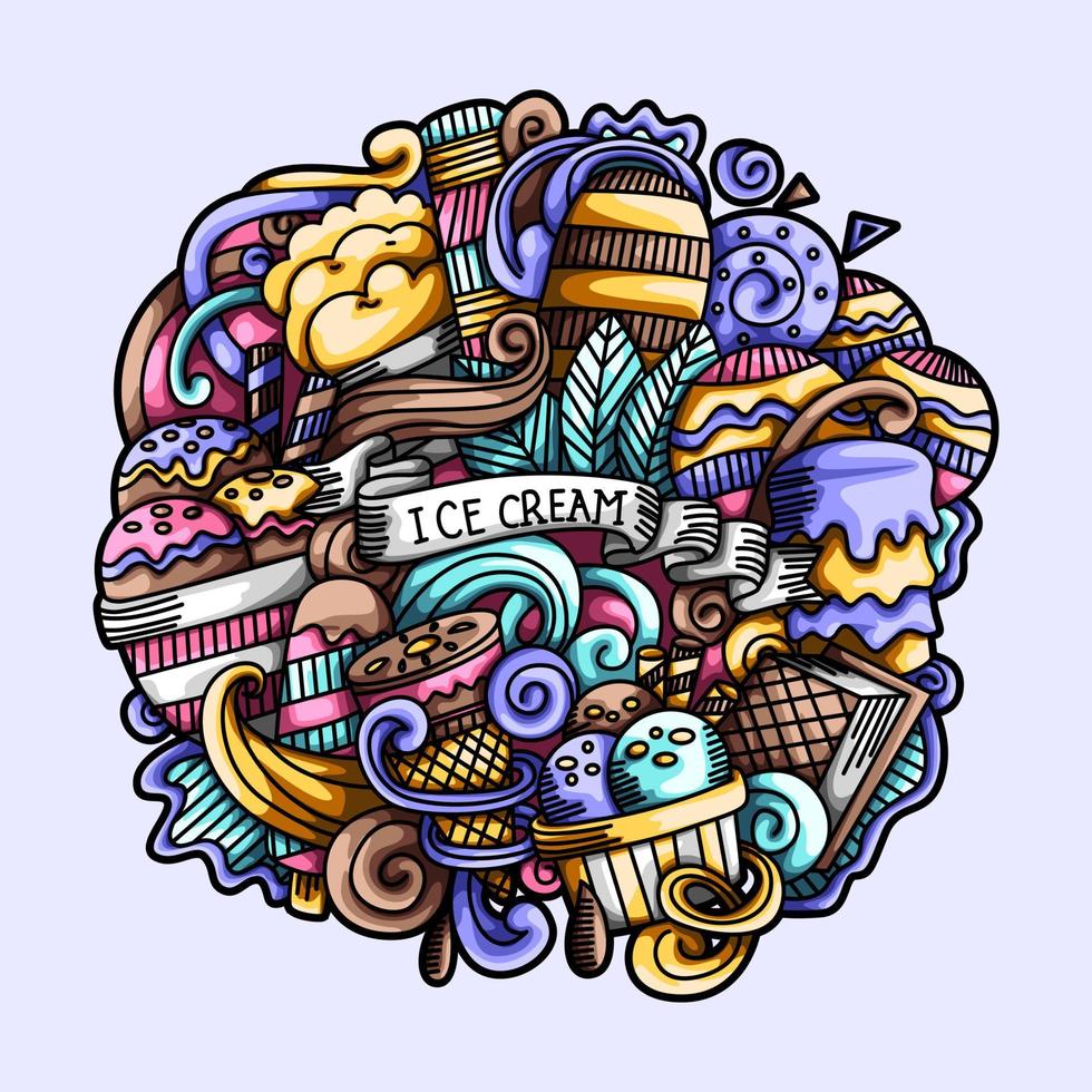 Ice Cream Doodle Vector Element Collection Design Illustrations