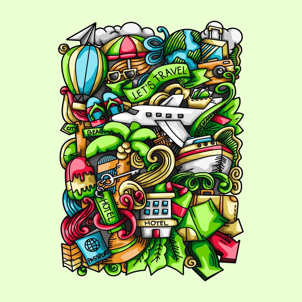 Traveling Doodle Vector Element Collection Design Illustrations