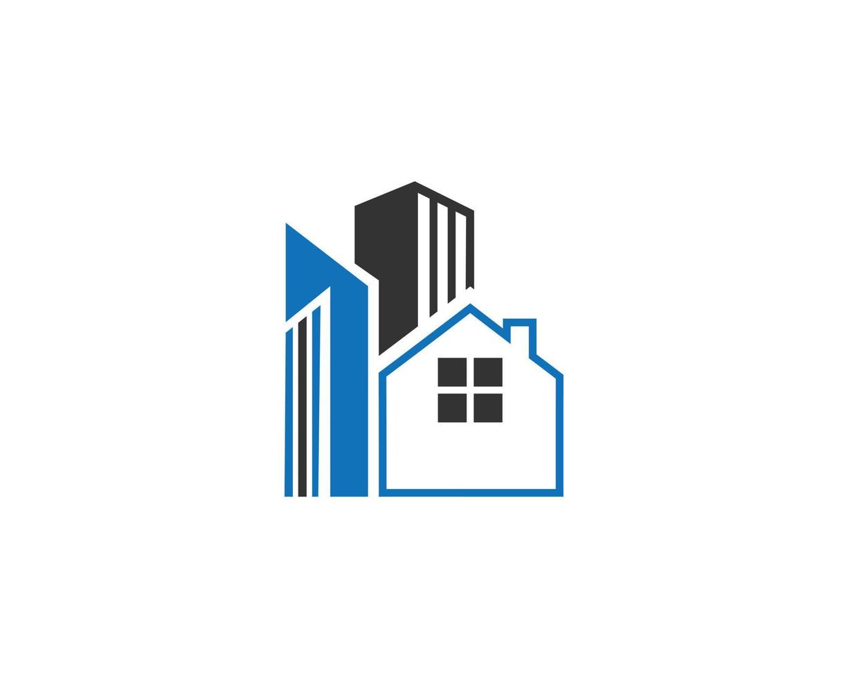 Building House Logo Design With City Element Vector Template.
