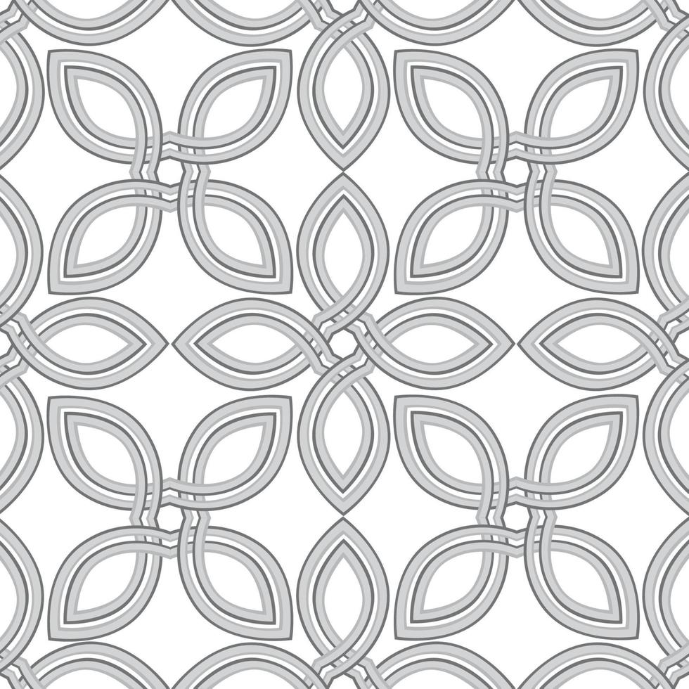 Floral geometric line seamless pattern in celtic style. Stylish ornamental monochrome background with flower petals vector