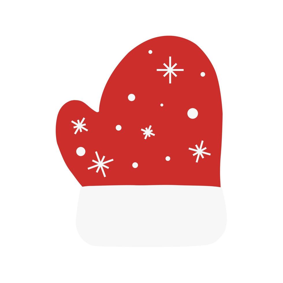 Red knitted mitten on a white background vector