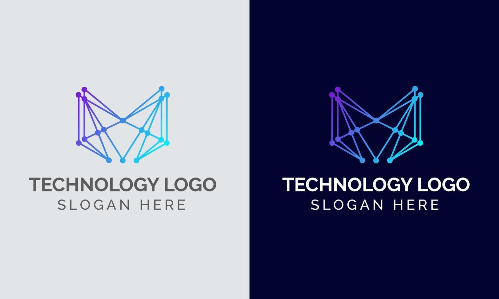 plantilla de logotipo de letra m para empresa de tecnología, plantilla de diseño de letra m, logotipo de arte de línea m vector