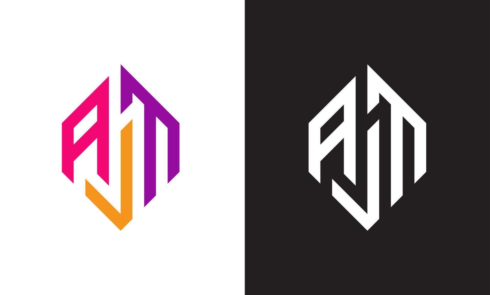 plantilla de vector de diseño de logotipo de letra atj colorido, logotipo de letra moderno