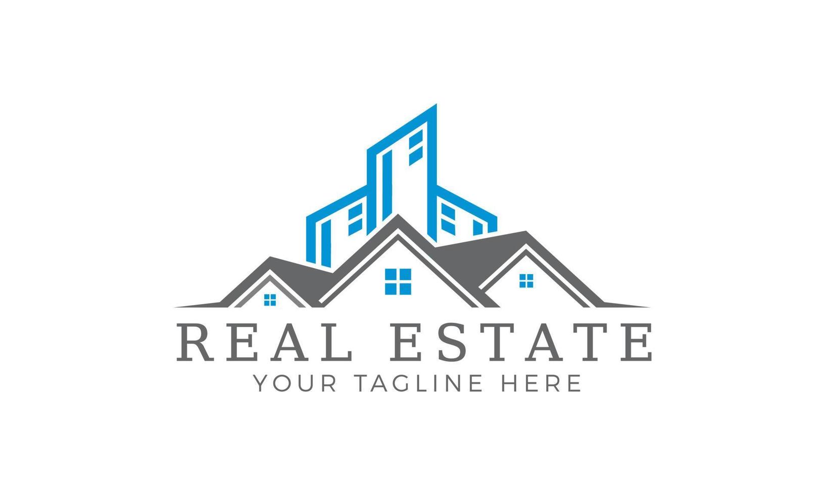 Real estate company logo, Modern home vector logo art, Construction logo design template